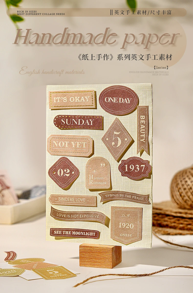 Journal GO 30 Stück Vintage-Etiketten, handgefertigte Aufkleber für Tag-Dekoration, Scrapbooking-Zubehör, Junk-Journal-Sets, Basteln, Assets – Detail 1