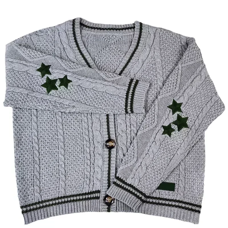 Deeptown Vintage Knit Swift Cardigan Y2k Star Sweater Women Folklore Korean Style Oversized Knitwear Harajuku Aesthetic Autumn images - 6