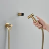 Brushed Gold Handheld Toilet Bidet Sprayer Stainless Steel Bidet Shower Hygienic Shower Wall Toilet Bidet Sprayer Cold Water 5