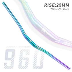 Aluminum Alloy Mountain Bike Riser Handlebar - 25mm Rise, 780mm Length, Dull Polish Finish (HB - 960 Colorful)