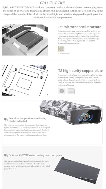 thumbnail image 2 of Copper GPU Water Block For PowerColor Red Devil RX 7900 XTX - Liquid Cooling Block With Fittings 2 of 11