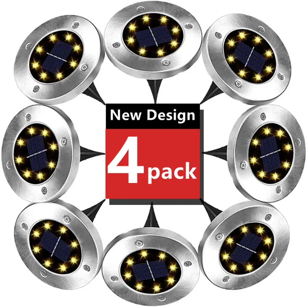 Decorative Lights 8LED Solar Power Disk Light Outdoor Garden Solar Underground Light Deck Spotlight Buried Led Lamp Garden Decor