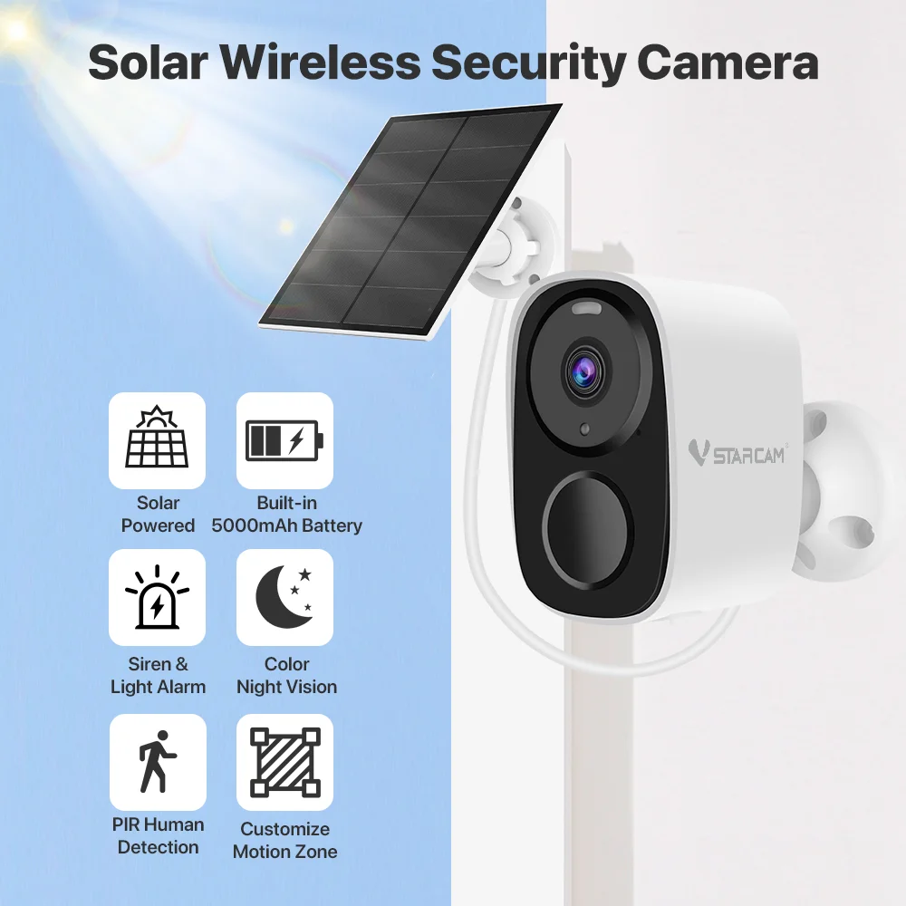 Vstarcam 2K Solar Security Cameras Wireless Outdoor Battery Powered 1