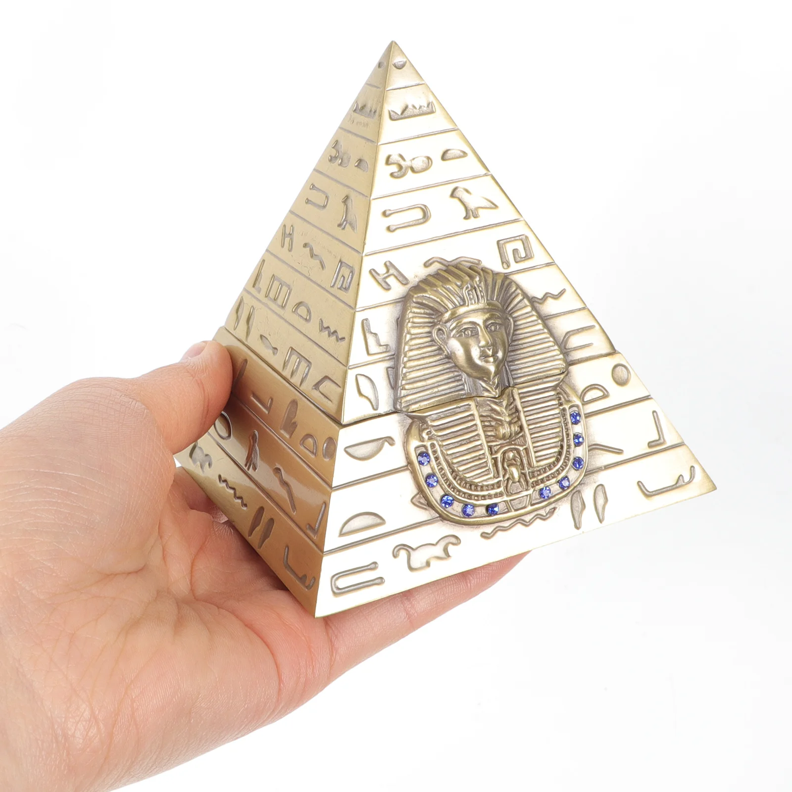 Ancient Egyptian Pyramid Shaped Jewelry Box Metal Pyramid Decoration Pyramid Storage Container - Image 4