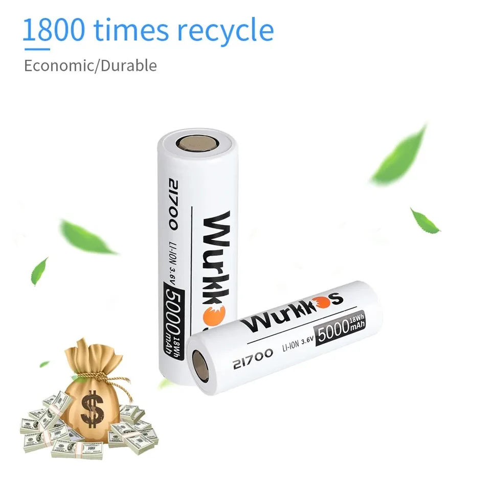 Pilas Recargables Alta Capacidad Baterías Recargables 21700 Litio 3.7V 5000mAh - Pack De 2, Cabeza Plana, Para Linternas, Coches Eléctricos Y Más Baterías 21700