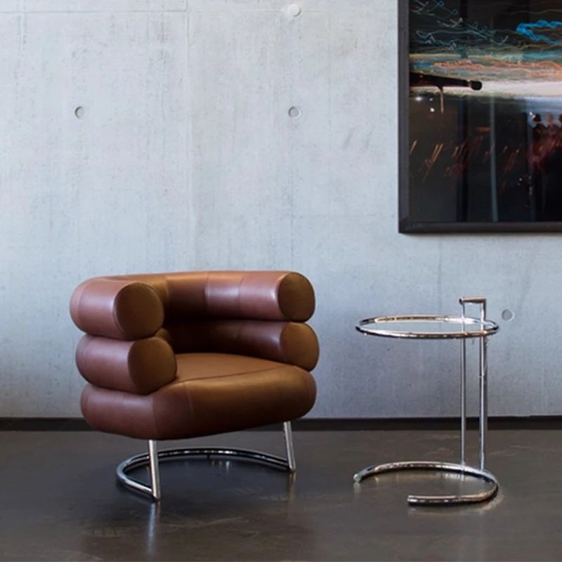 Mid-Century Vintage Single High-Quality Designer Leather Armchair Iconic Bibendum Chair Stylish Elegant Living Room Furniture
