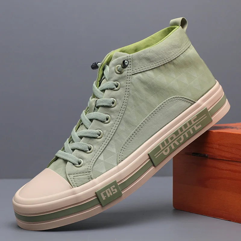 Trendy Men Sneaker High Top Male Canvas Boots 2023 Autumn New Soft Insole Lace Up Casual Shoes Rubber Sole Spring Fall 38-44