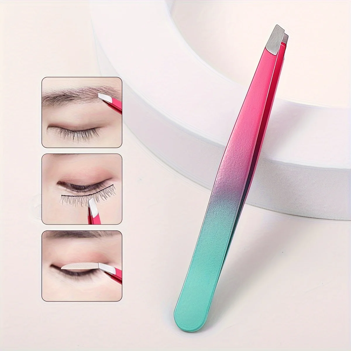 Gradient eyebrow tweezers, 1 stainless steel oblique precision eyebrow clip multifunctional plucking beard tweezers eye tool. 2