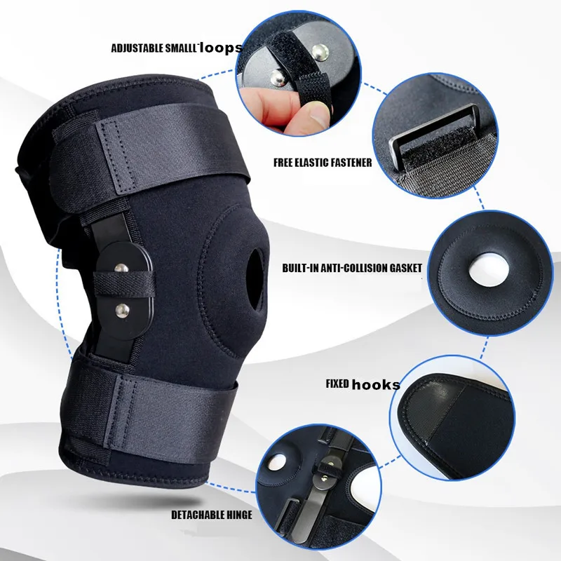 Hinged Knee Brace For Meniscus Tear Adjustable Support With Removable Metal Hinges Built-in Side Stabilizers Knee Pain knee brace