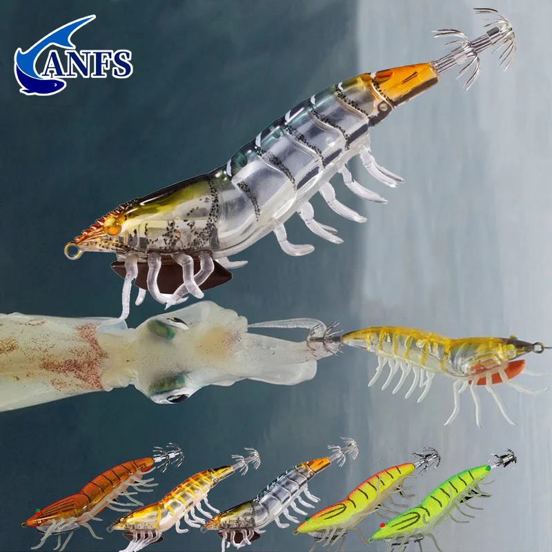 1 Stück/5 Stück 3D Hybrid Garnelen Egl Lure Fluoreszierende Tintenfisch Jigs für Süß- und Salzwasserfischen
