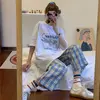 Spring New Plaid Sports Casual Straight Pants Women's Korean Version Loose Wide Leg Pants Trend 6