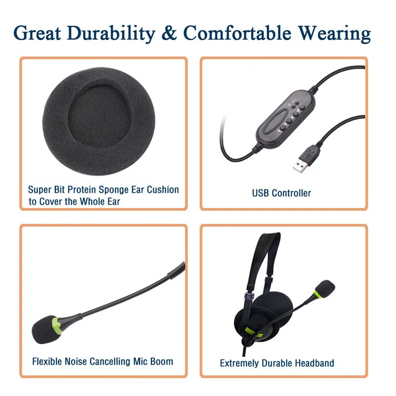 Enhanced Wired USB Gaming Headset with Microphone for PC, Gaming, and Office Use