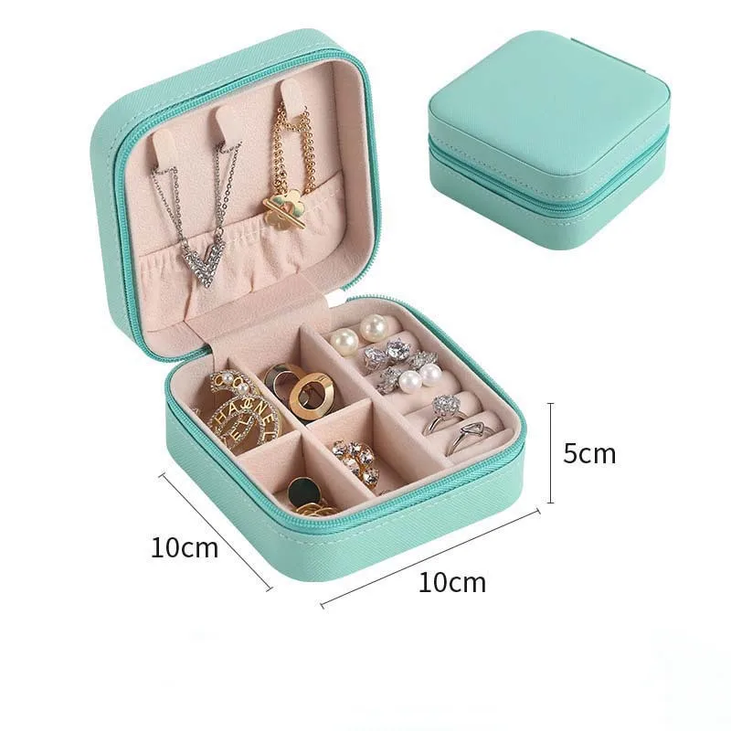 Jewelry Organizer With Mirror Display Travel Jewelry Case Boxes Portable  Locket Necklace Box Leather Storage Earring Ring Holder - AliExpress