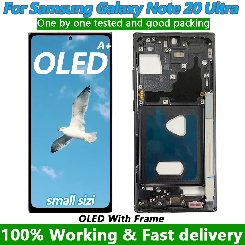 OLED N986B Display For Samsung Galaxy Note 20 Ultra Panel With Frame Note 20 Ultra SM-N986F LCD 5G Touch Screen Replcement NEW