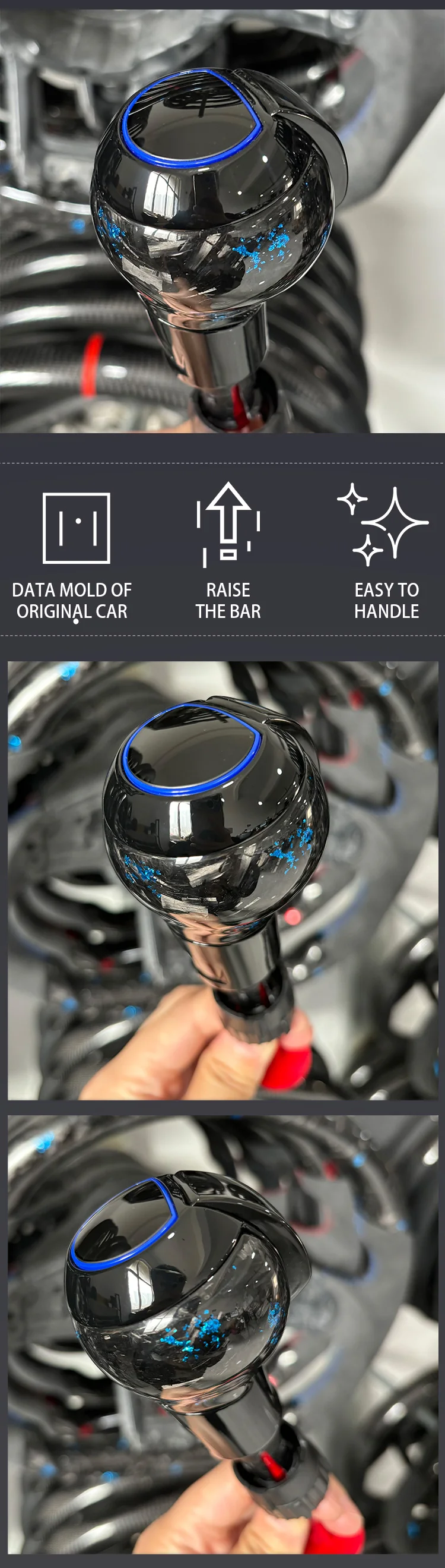 Blue Forged carbon fiber Shift Knob for Audi A3 S3 RS3 Q5 S6 RS6 A4 A5 A7 A6, G