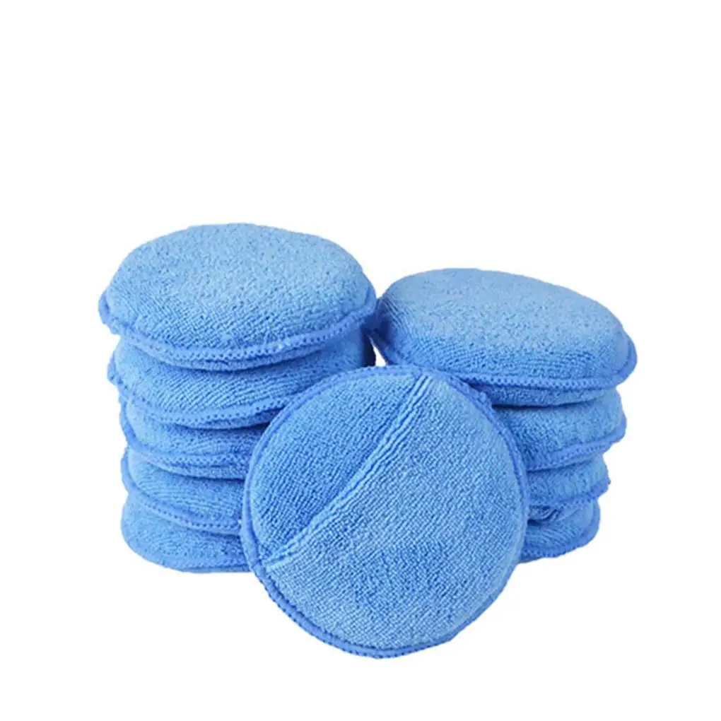 

10 Pcs Blue Round Soft Microfiber Car Wax Applicator Pads Polishing Sponges For Car Waxing Accessories