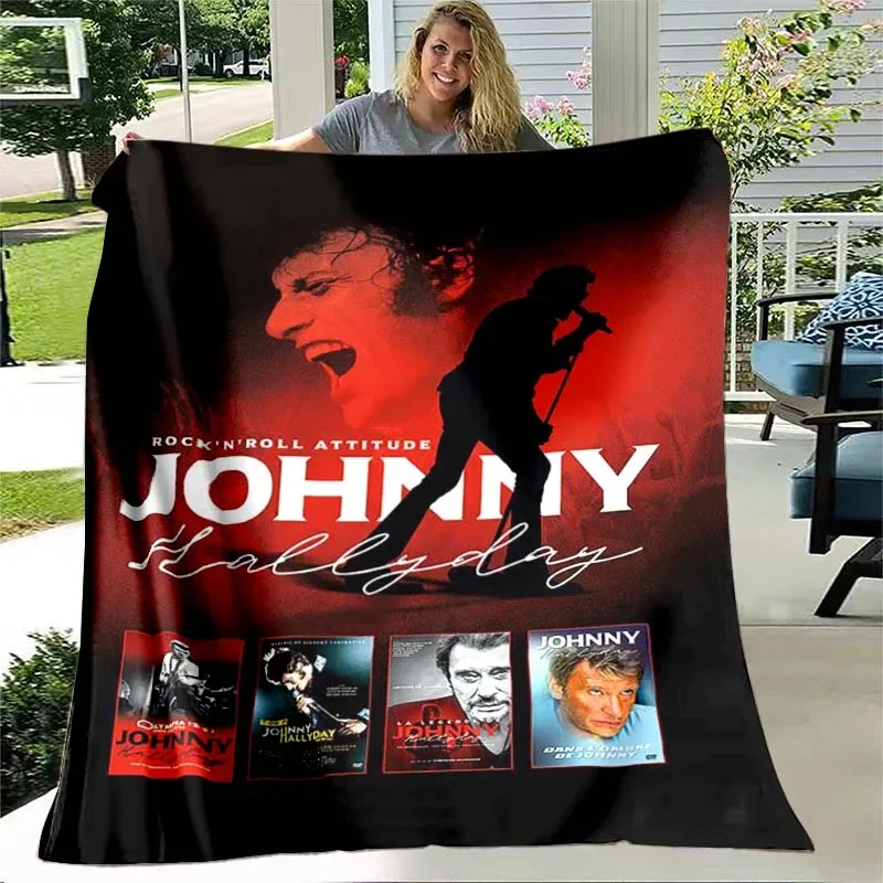 

Famous French Singer Johnny Hallyday Flannel Plush Blanket Living Room Bedroom Sofa Office Warm Blanket Picnic Blanket Gift