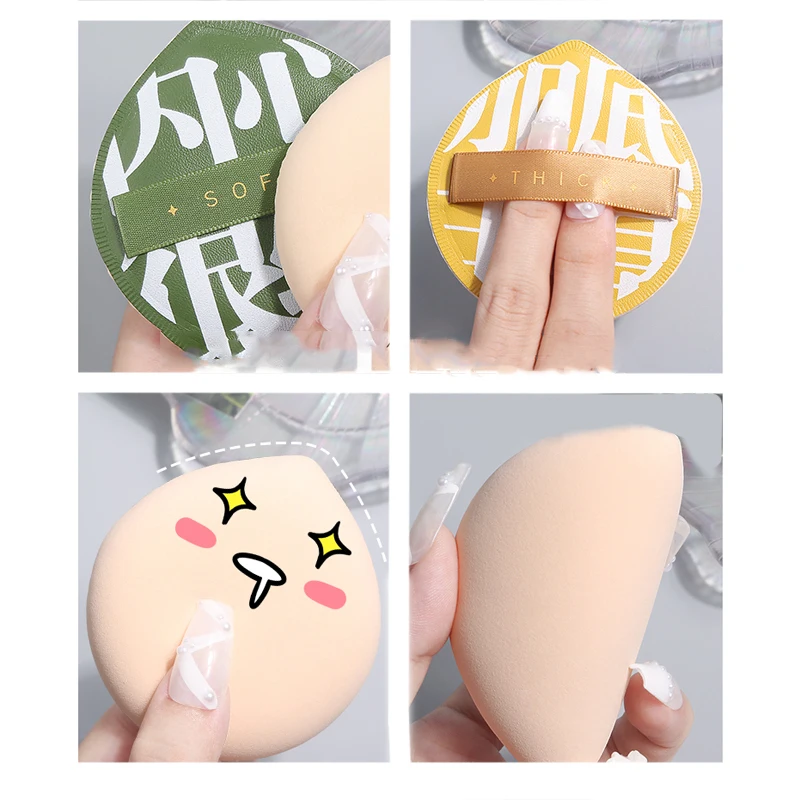 Soft Air Cushion Puff Concealer & Foundation Makeup Blending Set - 3-Piece Elastic Marshmallow Sponges & Brush