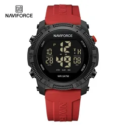 NAVIFORCE Men's Digital Fashion Watch - Waterproof Silicone Strap with LCD Display and Alarm (BR-)