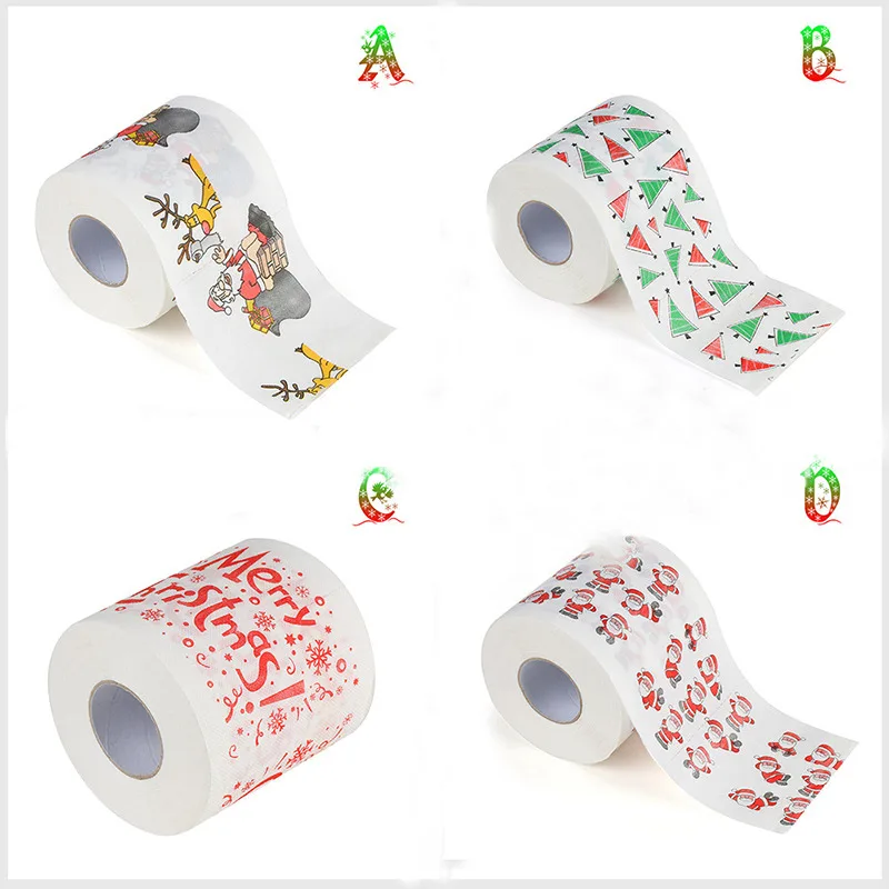 Toilet Paper Toilet Paper Christmas Pattern Series Roll Paper Santa Claus Reindeer Hygienic Creative Funny Napkins
