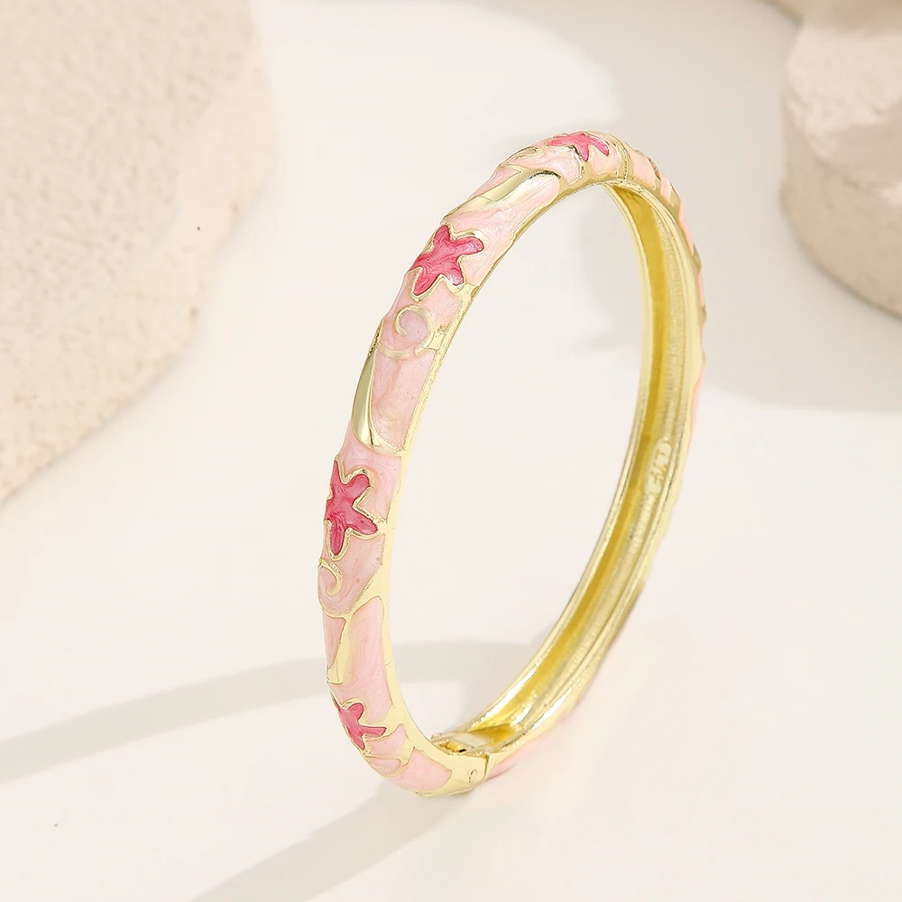 Fashion style gold plated star pattern enamel cloisonne bracelet bangle jewelry gift item for girls women 3