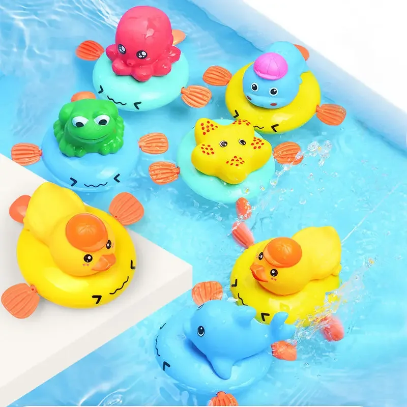 

Baby Bath Toy Cute Cartoon Animal Cows Classic Water Infant Swim Turtle Wound-up Chain Clockwork Beach Toy for Kids Gifts