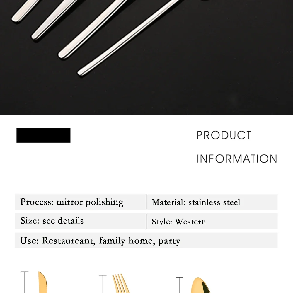 Description Picture 4 of item24Pcs Stainless Steel Dinnerware Set Kitchen Fork Spoon Knife Dinner Cutlery Set White Silver Western Flatware Tableware Set