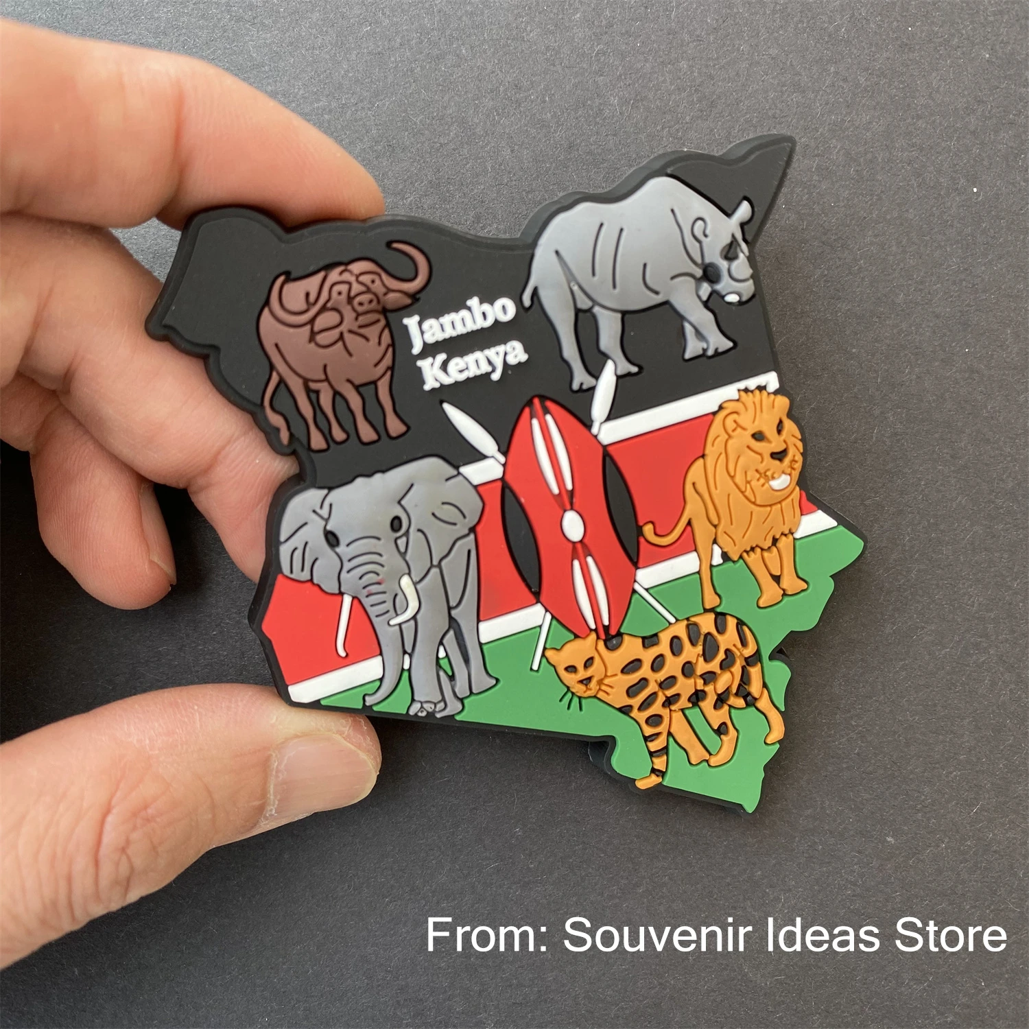 Kenya Jambo Big Five Animals Tourist Travel Souvenir 3D Rubber Refrigerator Fridge