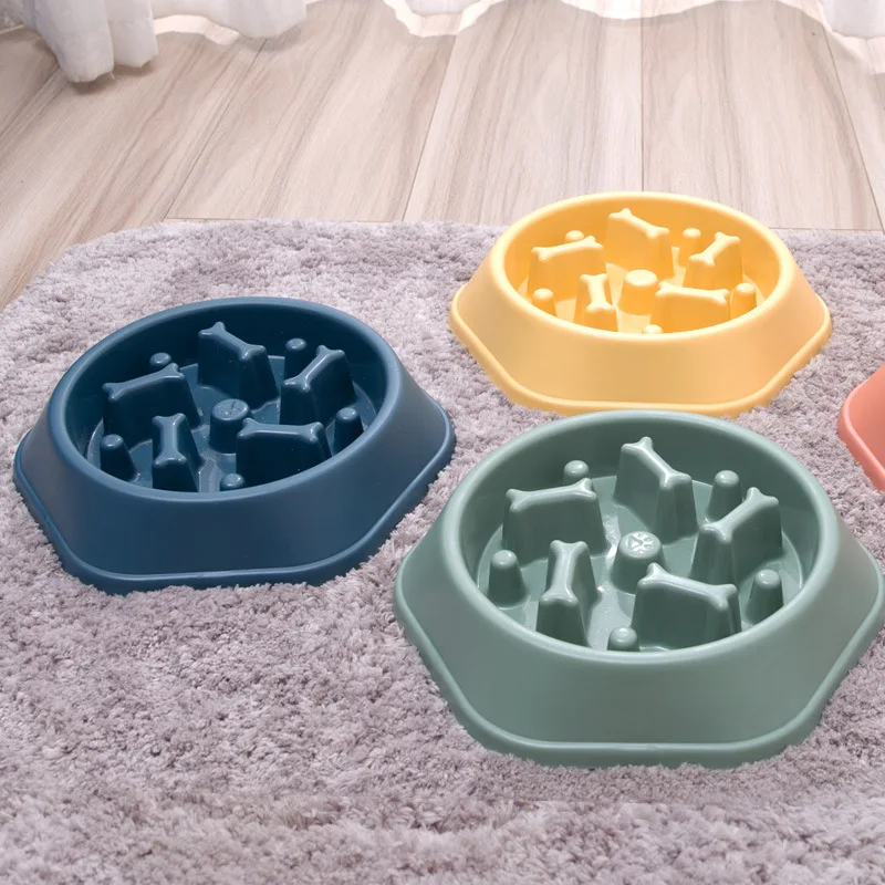 Anti-Choking Slow Food Bowl para Pet, Dog Feeder, Cat Basin, Anti-knock Over, Tamanho Pequeno e Médio