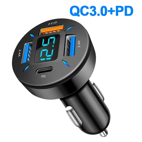 QC3.0+PD 4 USB Common  to 12v/24v Models Car Charger Plug Fast Chargers