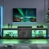 TV Stand for 75/85/86 inch TVs, LED Gaming Entertainment Center for PS5 with Storage Cabinet &Adjustable Glass Shelves 6