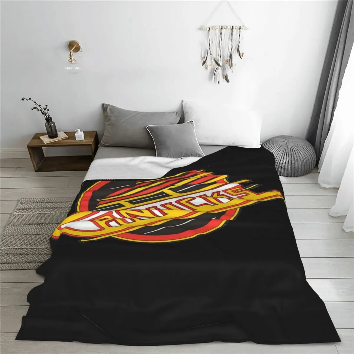 Vancouver Hockey - Retro Canucks Skate Blanket Fleece Warm Sofa Throw Blankets For Couch Bedding Office Throws Bedspread Quilt 4