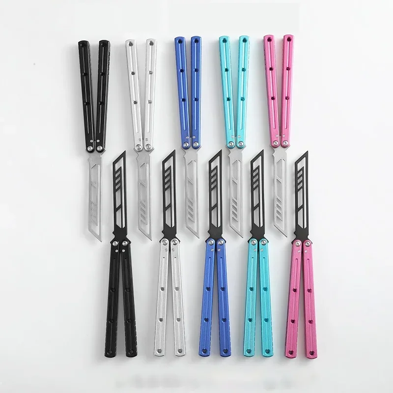 

Yuppie Krake Raken (Kraken) Balisong Clone Trainer Blade Version 7075 Aluminum Channel Handles Bushing Pivots Butterfly Knife