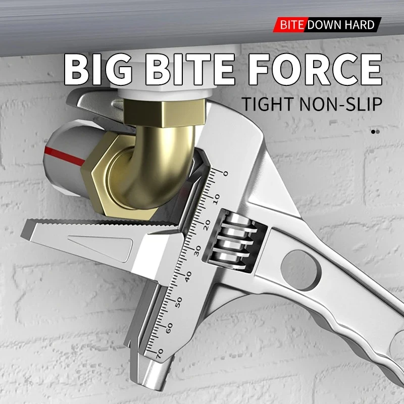 Multi-Function Adjustable Wrench -Large Jaw Opening Spanner for Bathroom/Industrial Maintenance, Manual Tool with Non-Slip Grip