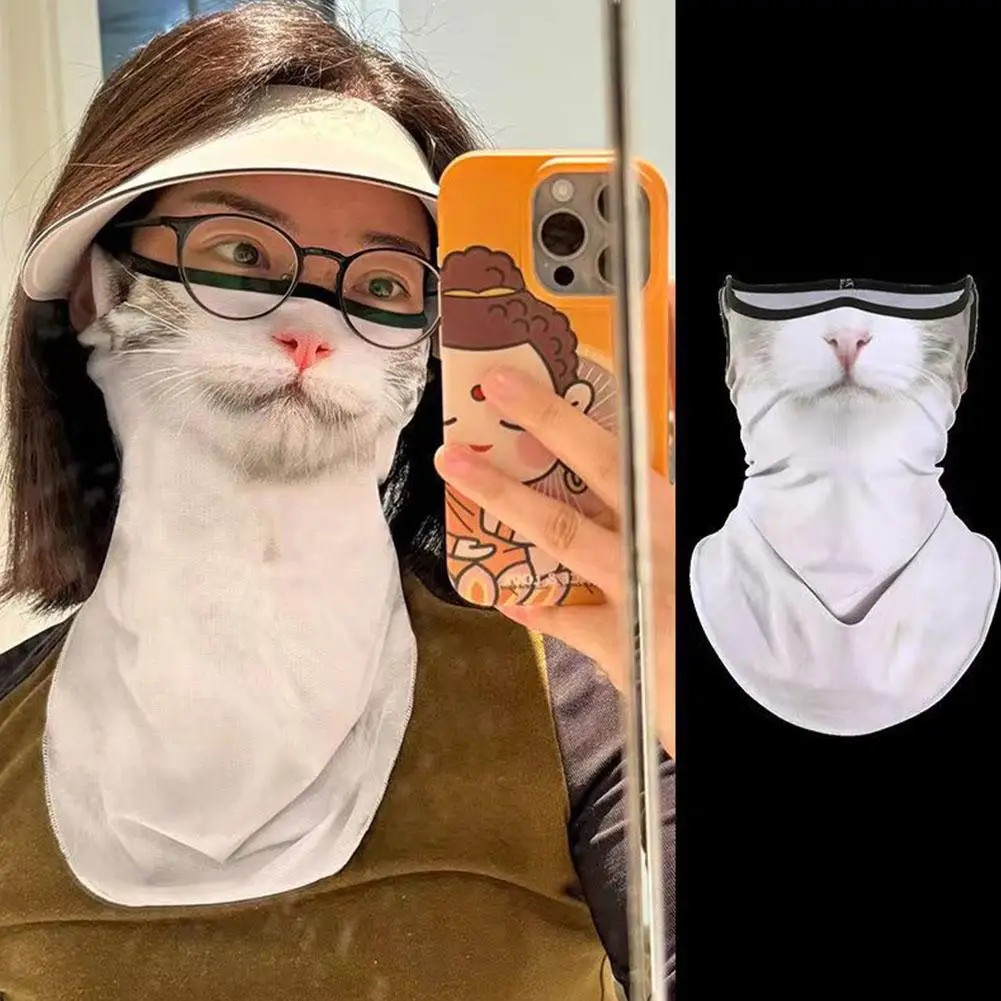 UV Protection Mask 3D Cat Dog Breathable Ear Loop Mask Cycling Hiking Motorcycle Full Face Mask Balaclava Men Women Neck Gaiter