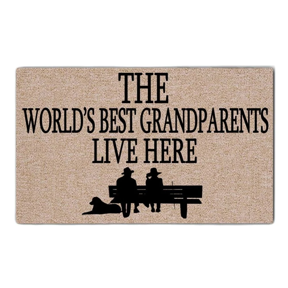 Funny Doormat The World's Best Grandparents Live Here Woven Outdoor Mat