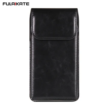FULAIKATE 남성용 가죽 파우치, 고급 크레이지 호스 수직 허리 휴대폰 가방, 아이폰 14 프로 맥스용, 삼성에 적합한 노트 23, 6.1-7.2 인치