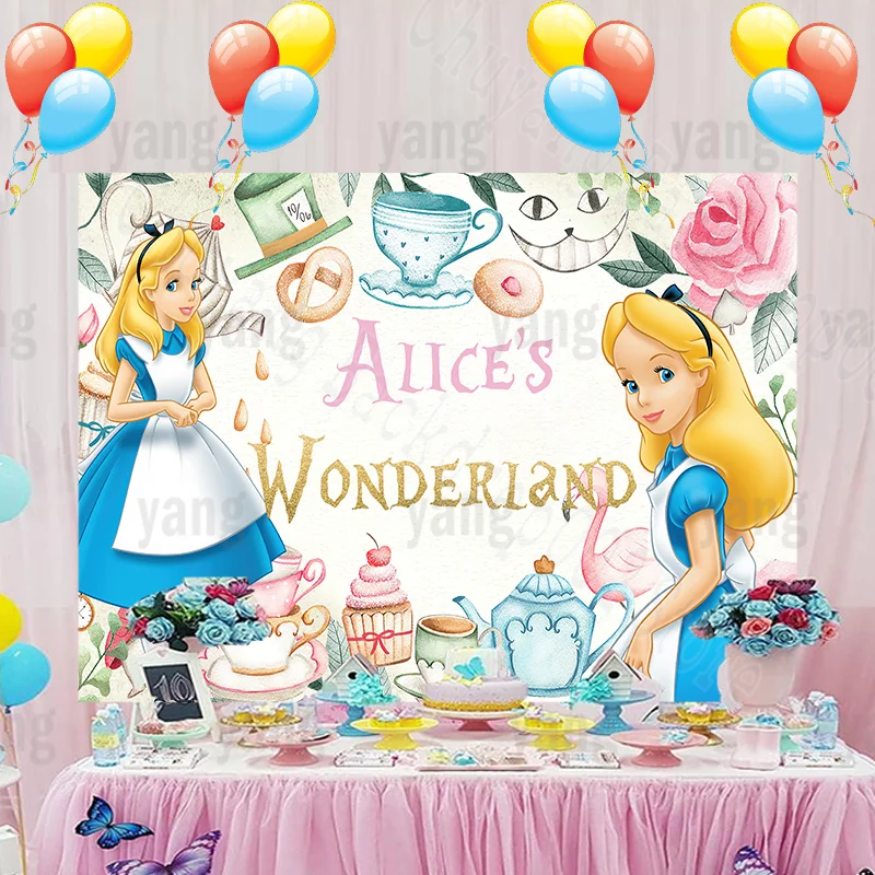 Alice in Wonderland Birthday Party Supplies Decorations Cake Topper  Balloons Favors Backdrop Banner Decor