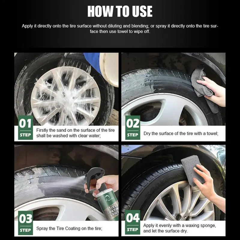 Tire And Wheel Cleaner 150ml Long Lasting Wheel Cleaning Spray Kit Tire Dressing Polishing Agent Car Detailing Rim With