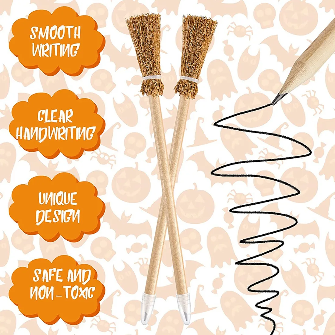 

24 Pcs Witch Broom Pencils for Halloween Broomstick Ballpoint Pencils Halloween Party Favors Witch Broom Prop Writing