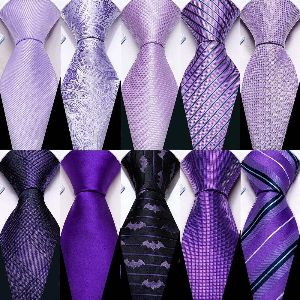 

Elegant Purple Gift Men Tie Solid Silk Luxury Brand Pocket Square Cufflinks Set Fashion Suit Necktie Wedding Business Barry.Wang