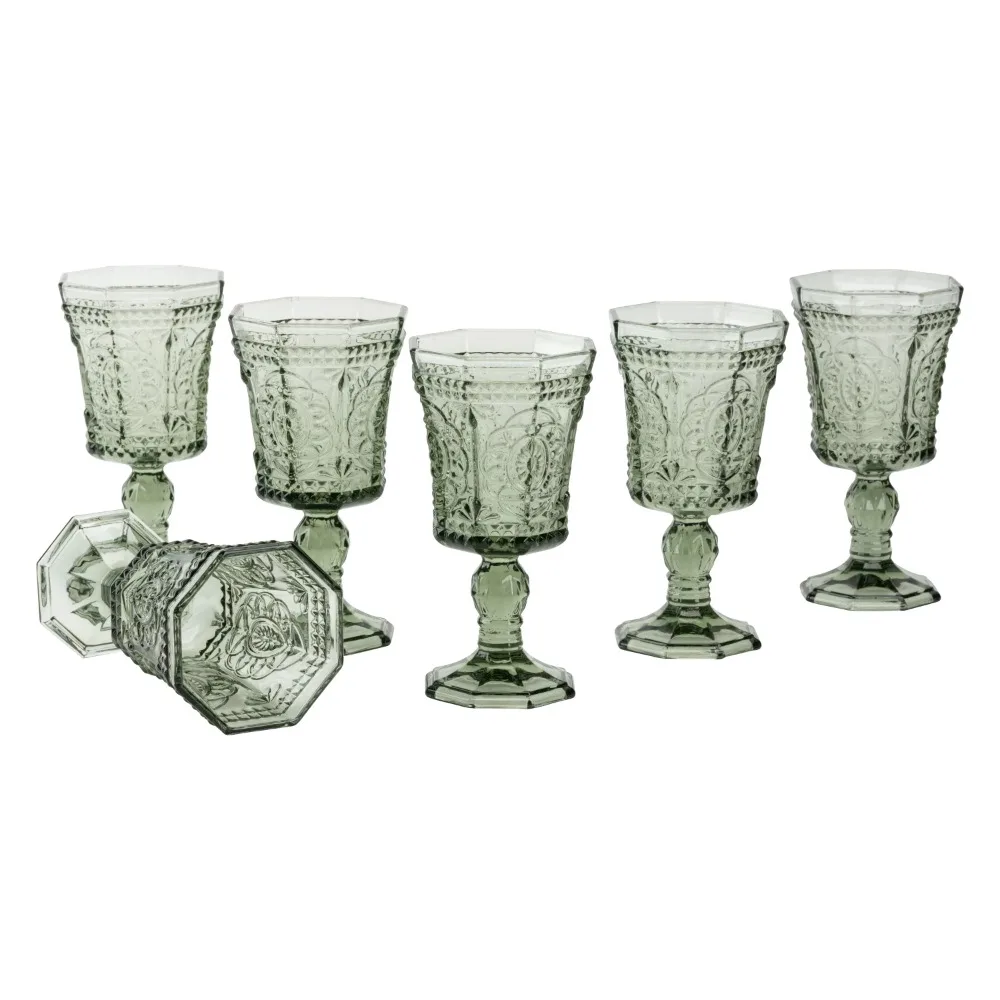 

Smoke Gray Glass Drinking Glasses Set Vatican 8 Oz Red Wine Glass Set of 6 Glassware Cup Luxury Cups Goblet Cocktail Tumbler Bar
