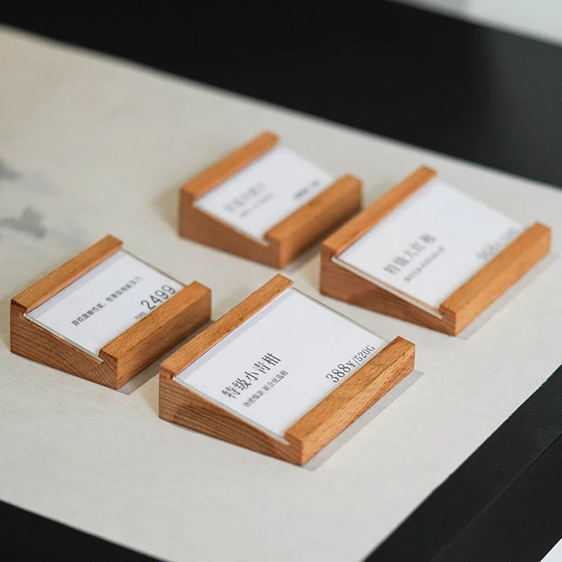 10pcs/lot Wooden Price Display Board Vertical Product Introduction Decca Price Tag Board Display Stand Card Holder