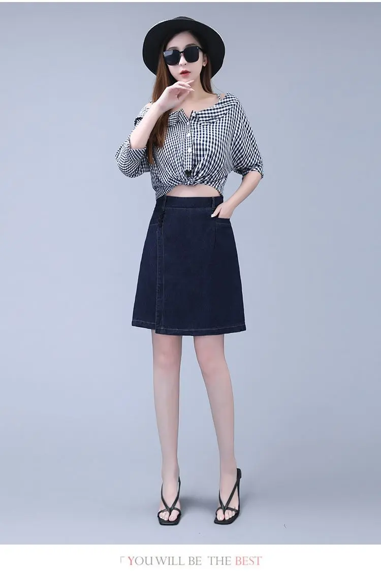 Five point Jeans Skirt Women's Summer Thin Four point Wide leg pants 2026 New Woman Loose Shorts High waisted Short Casual Pants