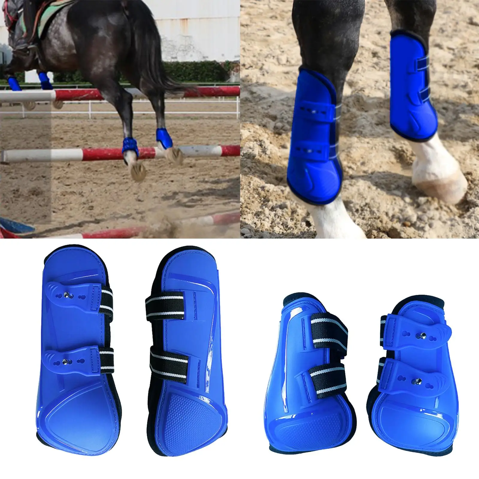 1 Adjustable Horse Leg Boots PU Wrap Riding, Horse Leg Boots Brace Guard for Horse Training Jumping Leg 