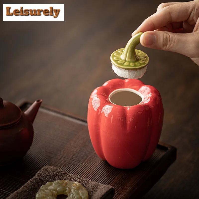 Ceramic Simulation Chili Tea Box Organizer Moisture-proof Boutique Storage Tank Containers Tea Caddy Tea Items Collection Craft