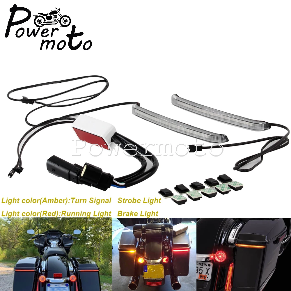 

Motorcycle LED Brake Sequential Turn Signal Saddlebag Indicator Light For Harley Touring Ultra Limited FLHTK Road Glide 2014-22