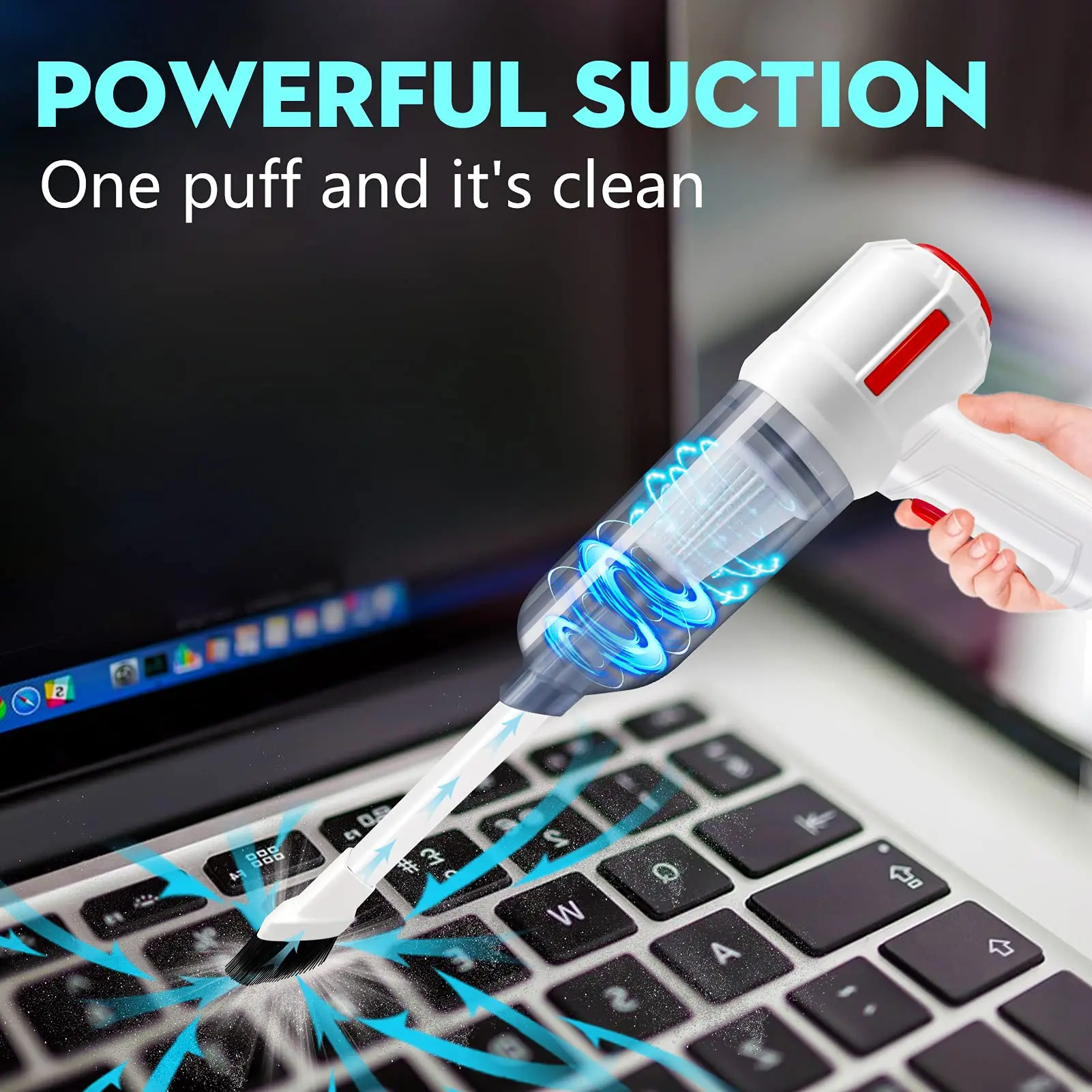 Comprimido Duster Mini Vacuum Teclado Cleaner Air Blower Gun 9kpa 4000mah Air Blower Gun para Computador Car Desk Migalhas Poeira ar - Imagem 4