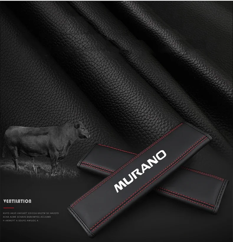for Nissan Murano 2010 2013 2015 1pc Cowhide Car Interior Seat Belt Protector Cover For car Auto Accessories