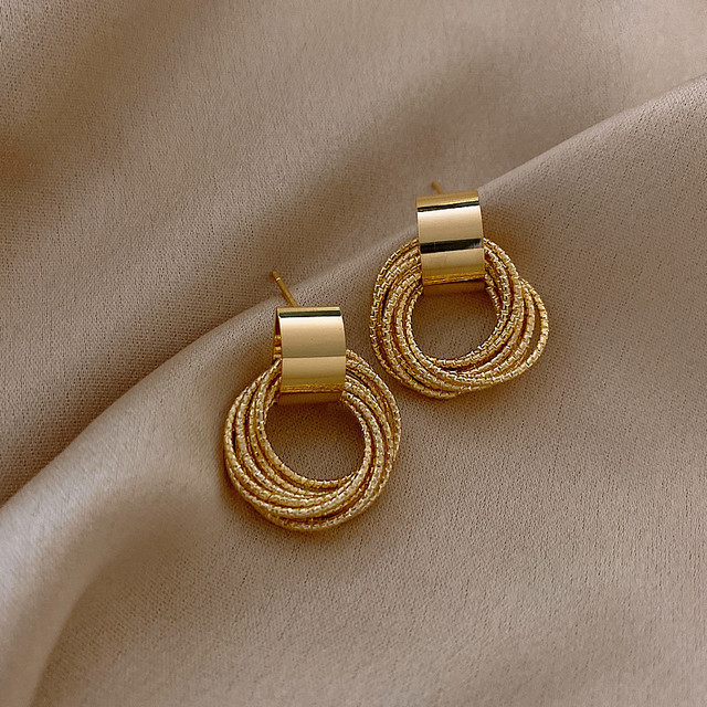 Simple Double Circle Hoop Earrings For Women Girl Gold Circle Round Minimalist Earrings  2022 NEW Party Jewelry Gift
